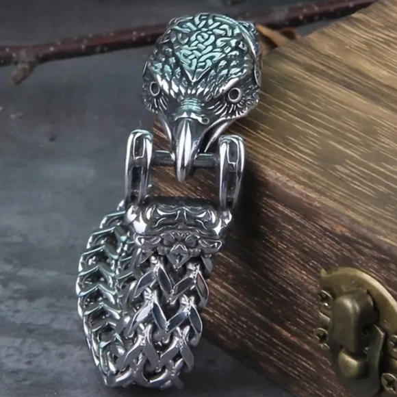 New! MEN'S Claw Link Eagle Head Stainless Steel Bracelet.  9" - Picture 4 of 5